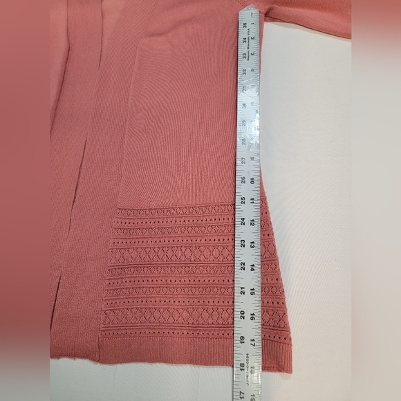 LETY & ME GABBY POINTELLE Women's Size Small Long Sleeve Open Front Cardigan - Picture 6 of 12